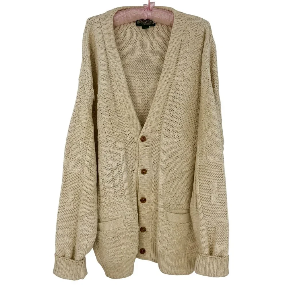 Vintage Y2K American Eagle Knit V-Neck Button Down Grunge 90s Grandpa Cardigan L - Picture 2 of 14